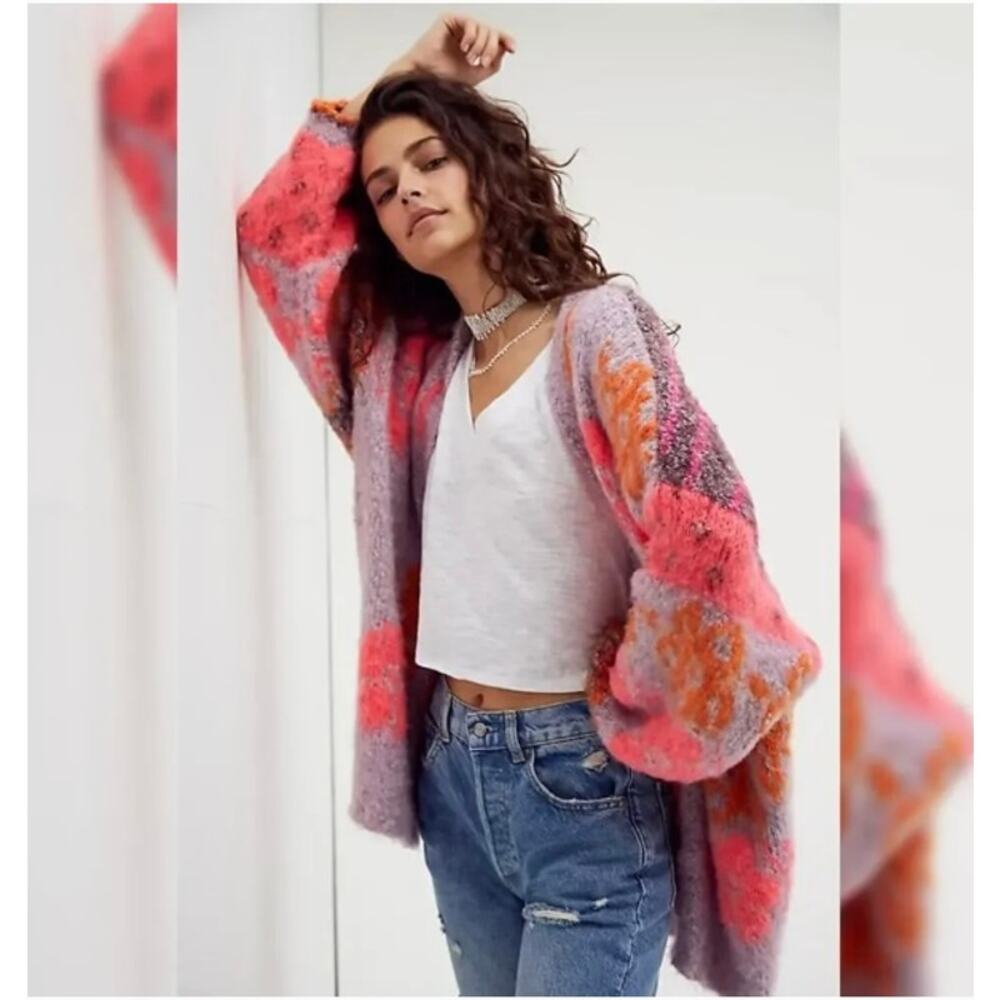 Free People Gather Me Close  Women’s Pink Orange Purple Cardigan S